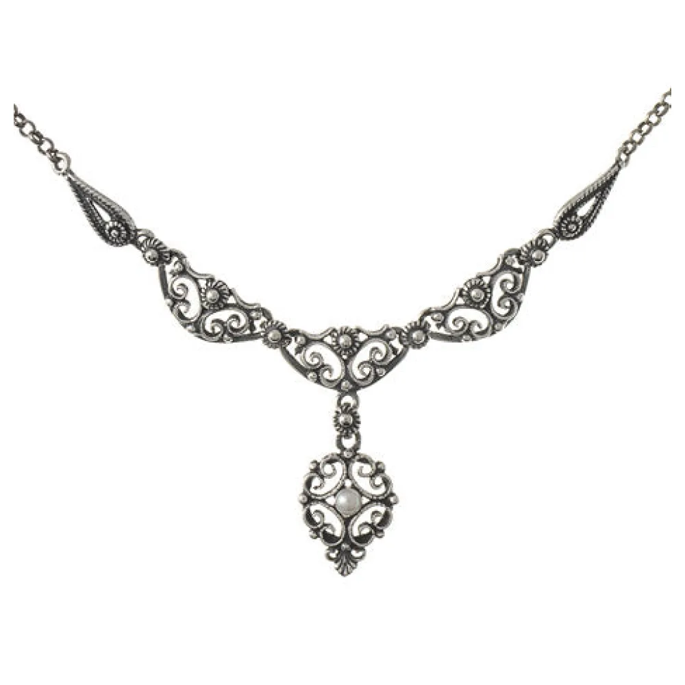 Collier 925 Silber Trachtenschmuck Perle