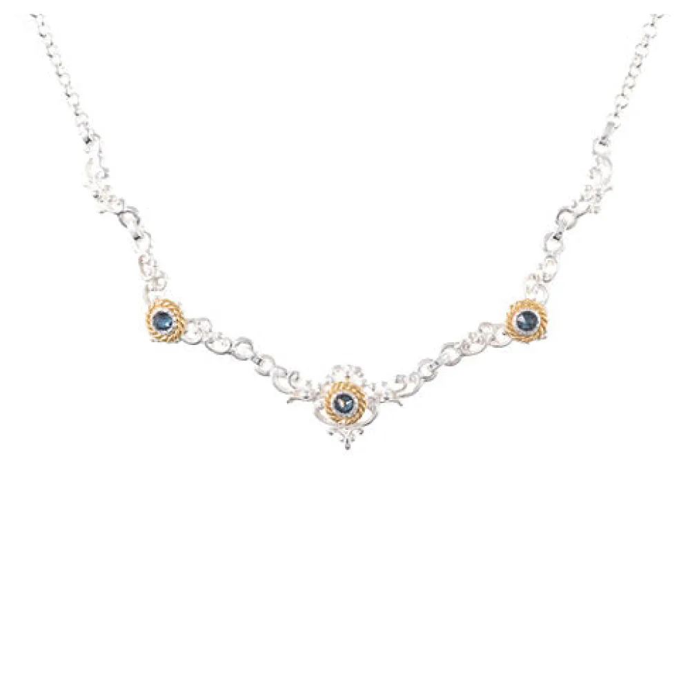 Collier 925 Silber Trachtenschmuck Zirkonia blau