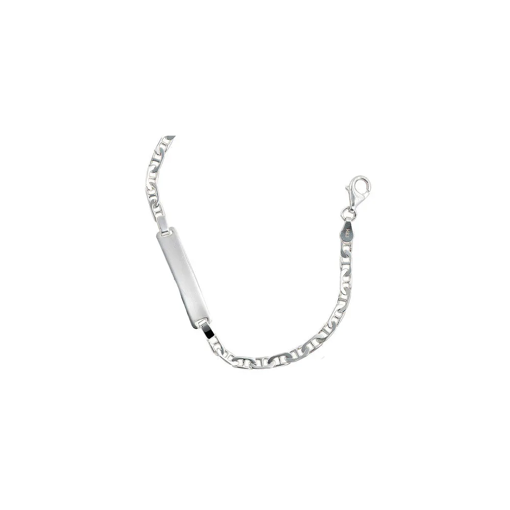 Schildband 925 Sterling Silber 19 cm Gravur ID Armband Karabiner