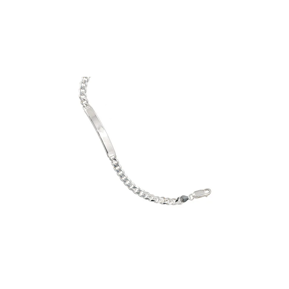 Schildband 925 Sterling Silber 19 cm Gravur ID Armband Karabiner