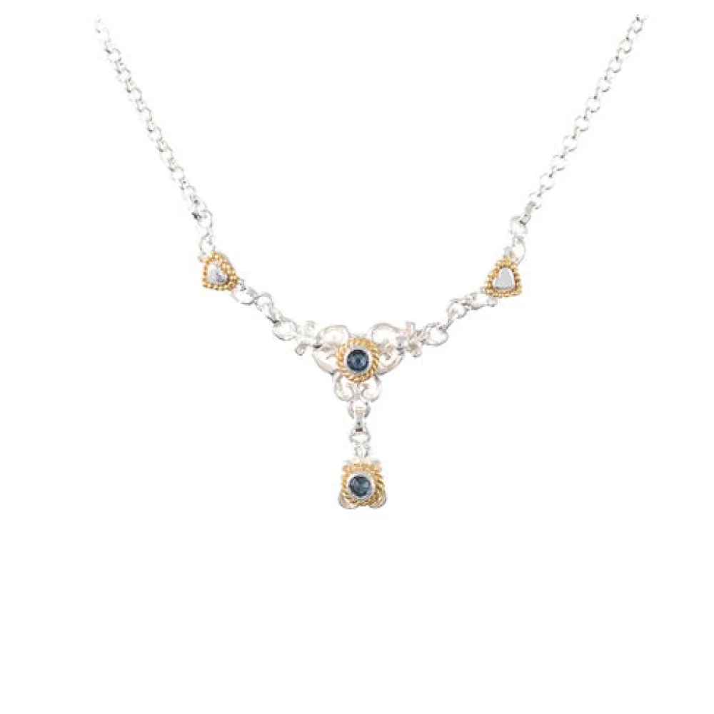 Collier 925 Silber Trachtenschmuck Zirkonia blau