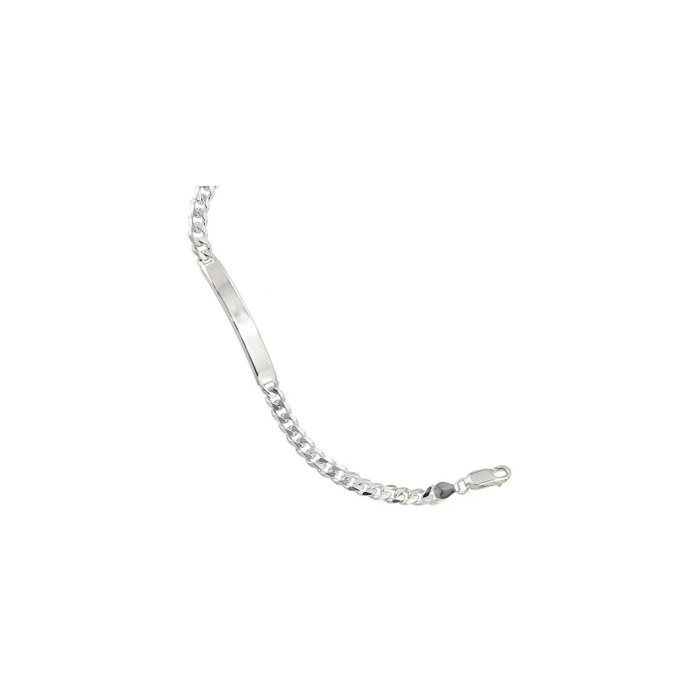 Schildband 925 Sterling Silber 21 cm Gravur ID Armband Karabiner