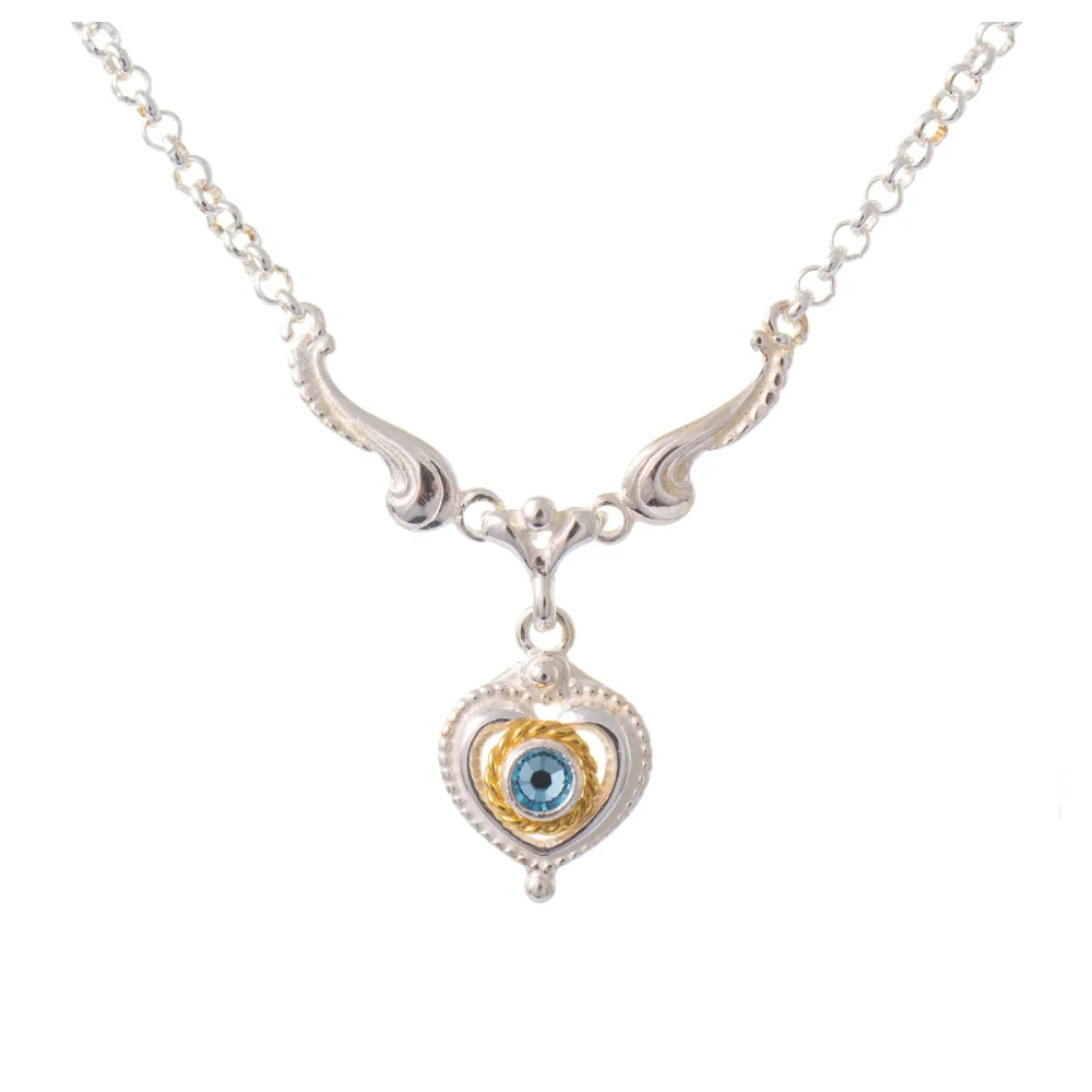 Collier 925 Silber Trachtenschmuck Zirkonia hellblau