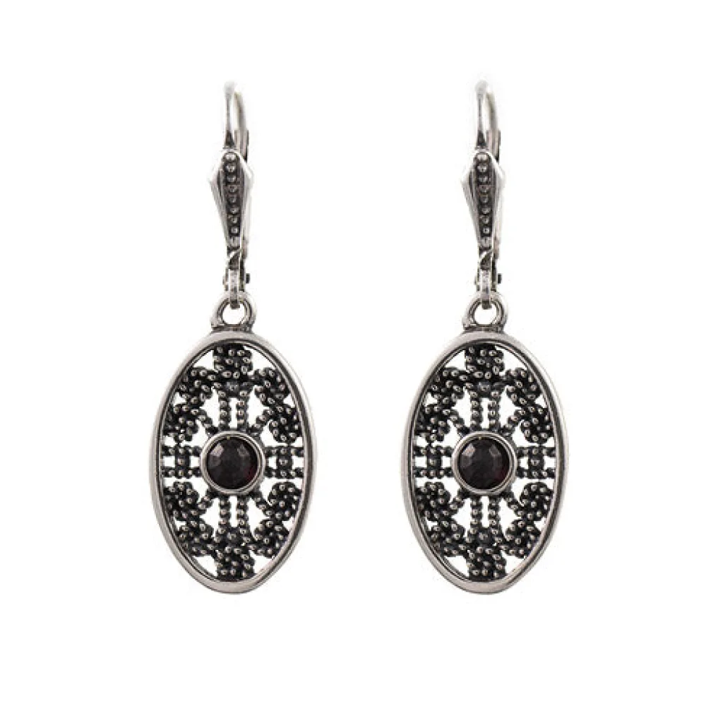 Ohrhänger 925 Silber Trachtenschmuck Granat
