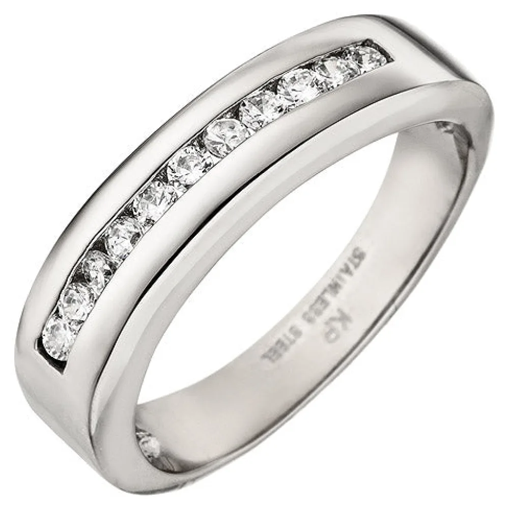 Damen Ring Edelstahl 11 Zirkonia Edelstahlring-54