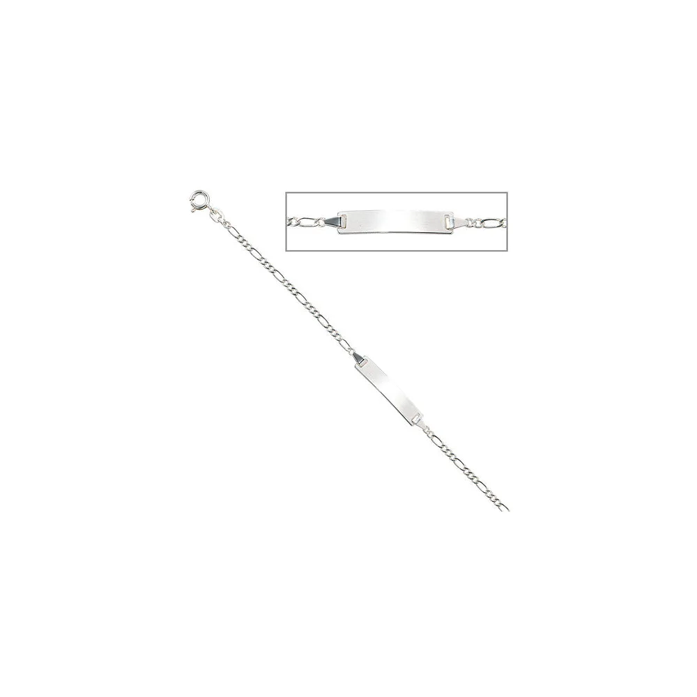 Schildband 925 Sterling Silber rhodiniert 16 cm Gravur ID Armband Federring