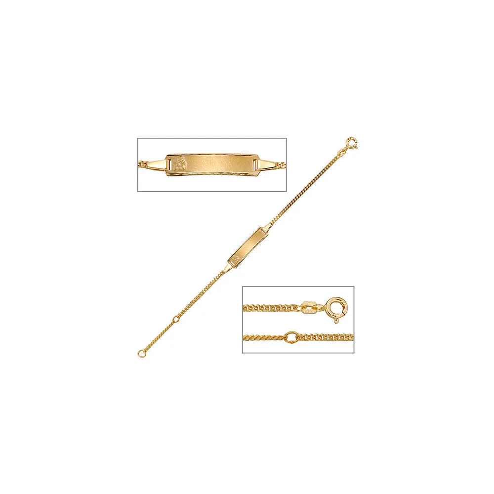 Schildband Engel 333 Gold Gelbgold 14 cm Gravur ID Armband Schutzengel Federring