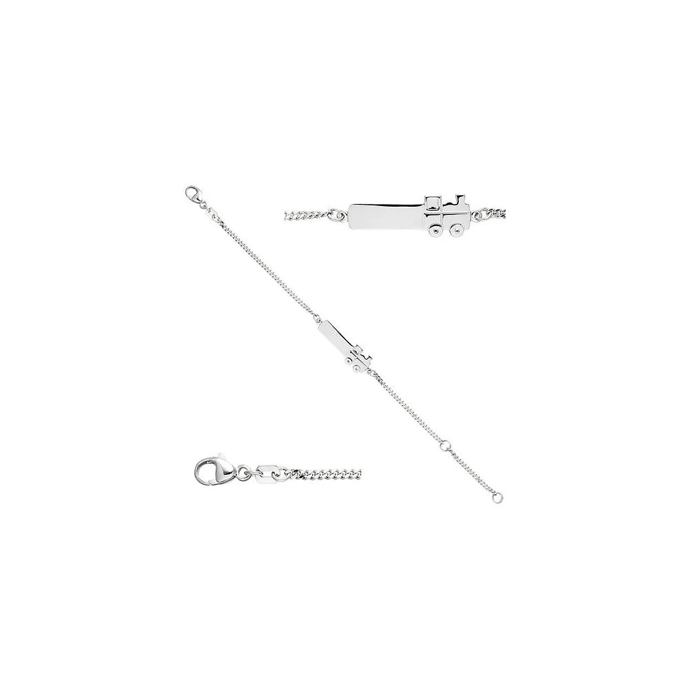 Schildband Lokomotive Dampflok 925 Sterling Silber 14 cm Gravur ID Armband