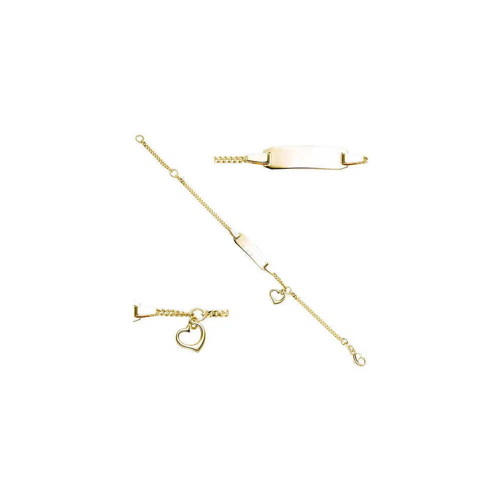 Schildband mit Herz 333 Gold Gelbgold Gravur ID Armband