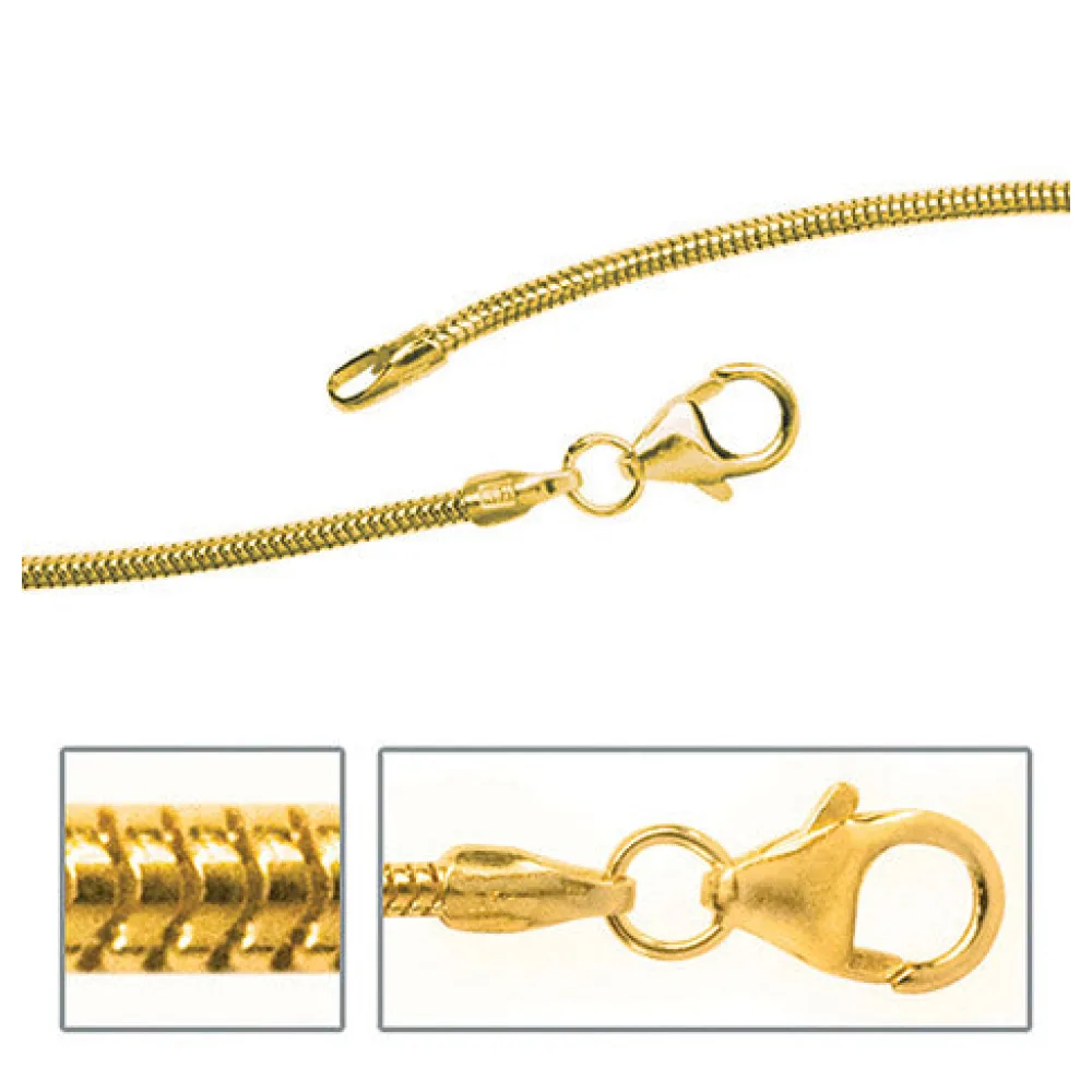 Schlangenkette 585 Gelbgold 1 4 mm 38 cm Gold Kette Halskette Goldkette
