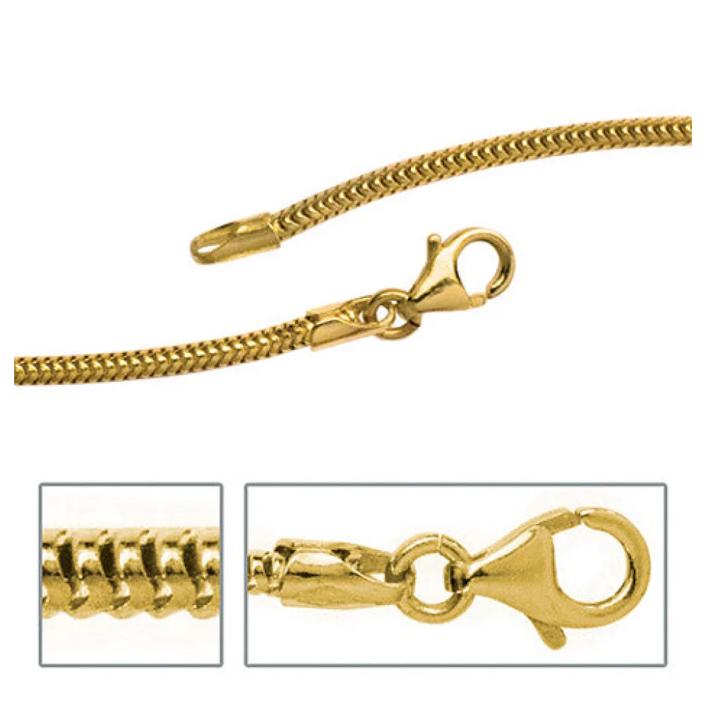 Schlangenkette aus 585 Gelbgold 1 9 mm 42 cm Gold Kette Halskette Goldkette