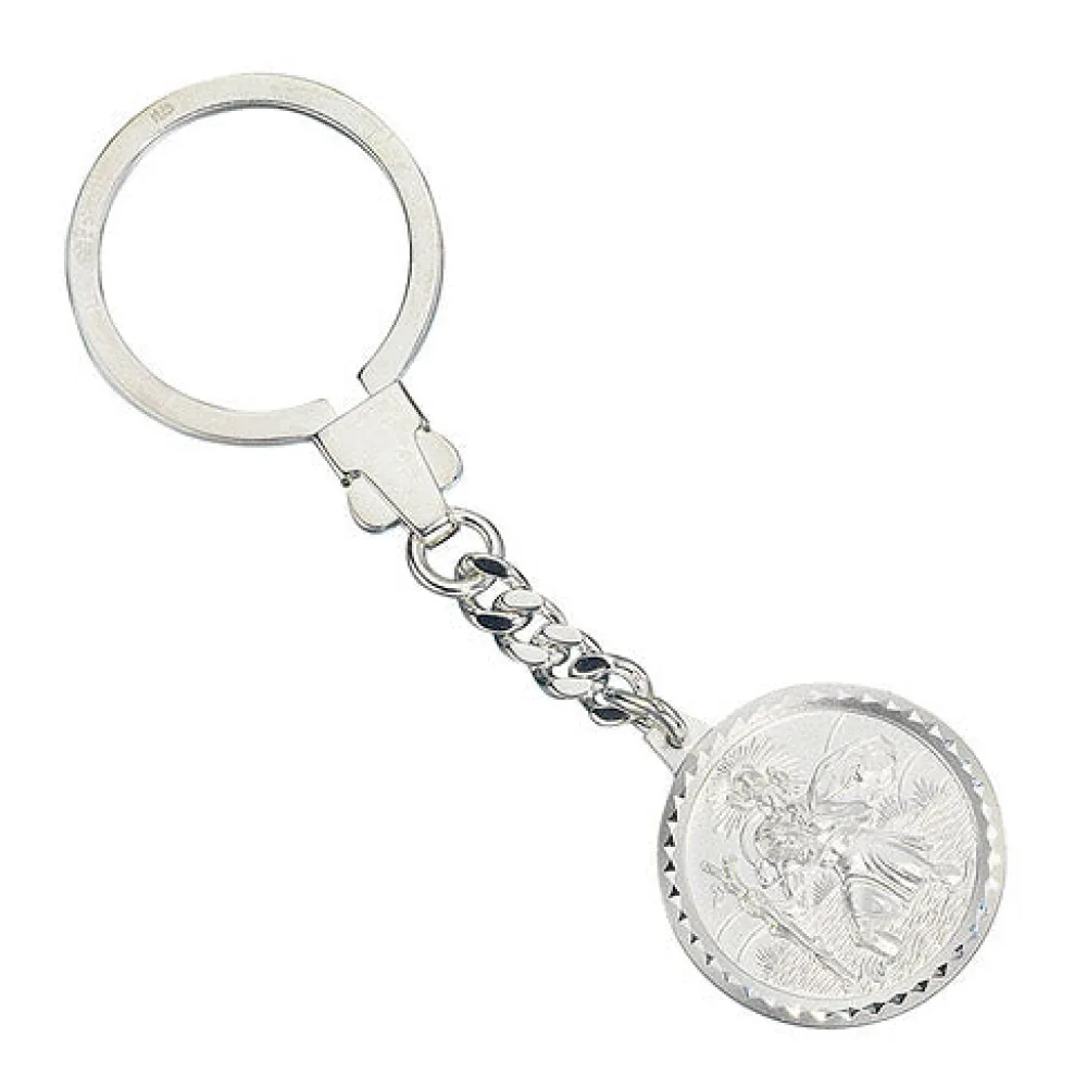 Schlüsselanhänger Schutzpatron Christopherus 925 Sterling Silber mattiert