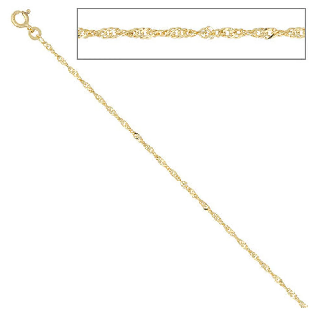 Singapurkette 585 Gelbgold 1 8 mm 42 cm Gold Kette Halskette Goldkette Federring