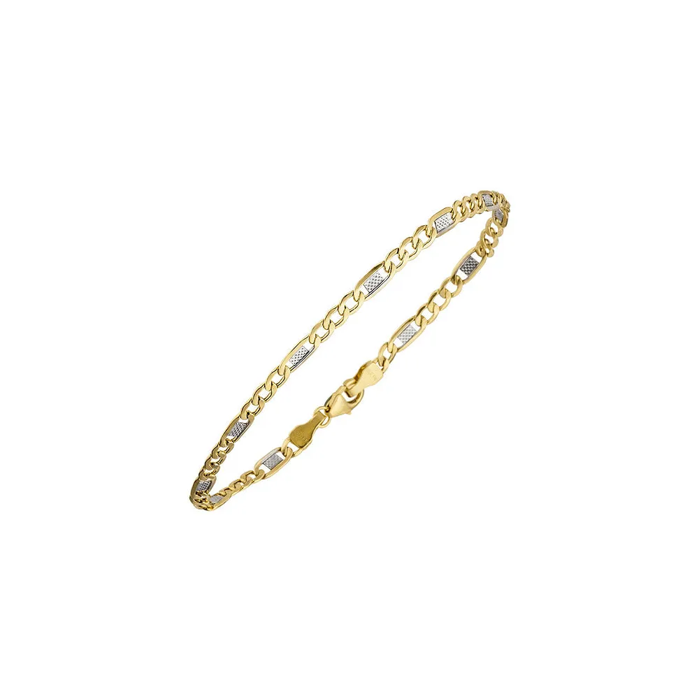 Steg-Panzerarmband 333 Gelbgold bicolor 19 cm Gold Armband Goldarmband Karabiner