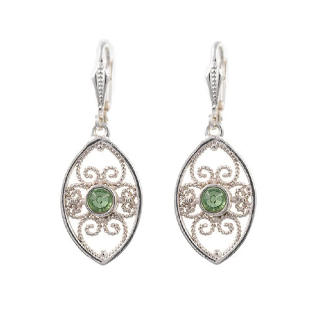 Ohrhänger 925 Silber Trachtenschmuck Zirkonia hellgrün