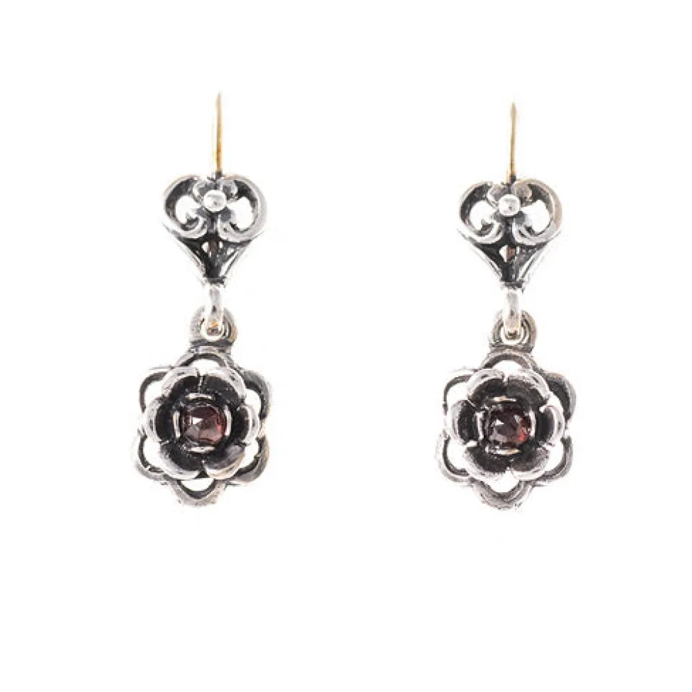 Ohrringe 925 Silber Trachtenschmuck Granat