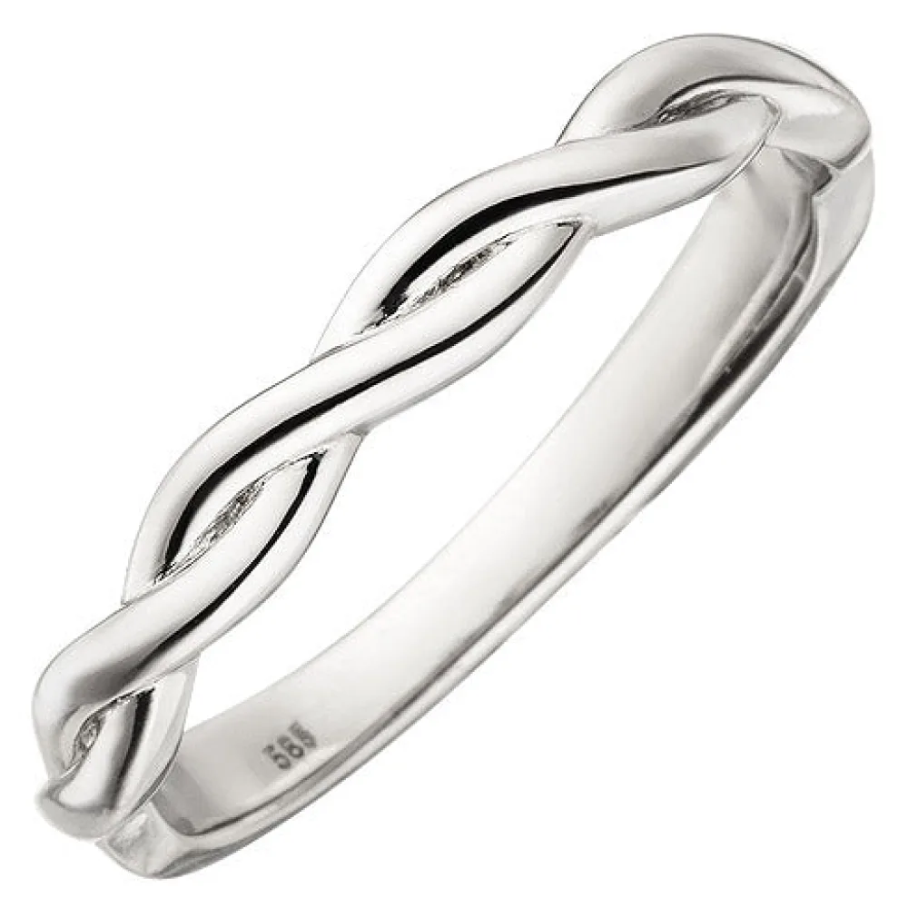 Damen Ring geflochten 585 Gold Weißgold Weißgoldring-60