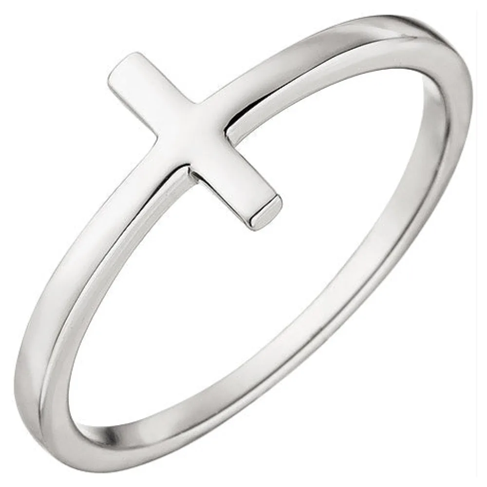 Damen Ring Kreuz 375 Gold Weißgold Weißgoldring Kreuzring-60