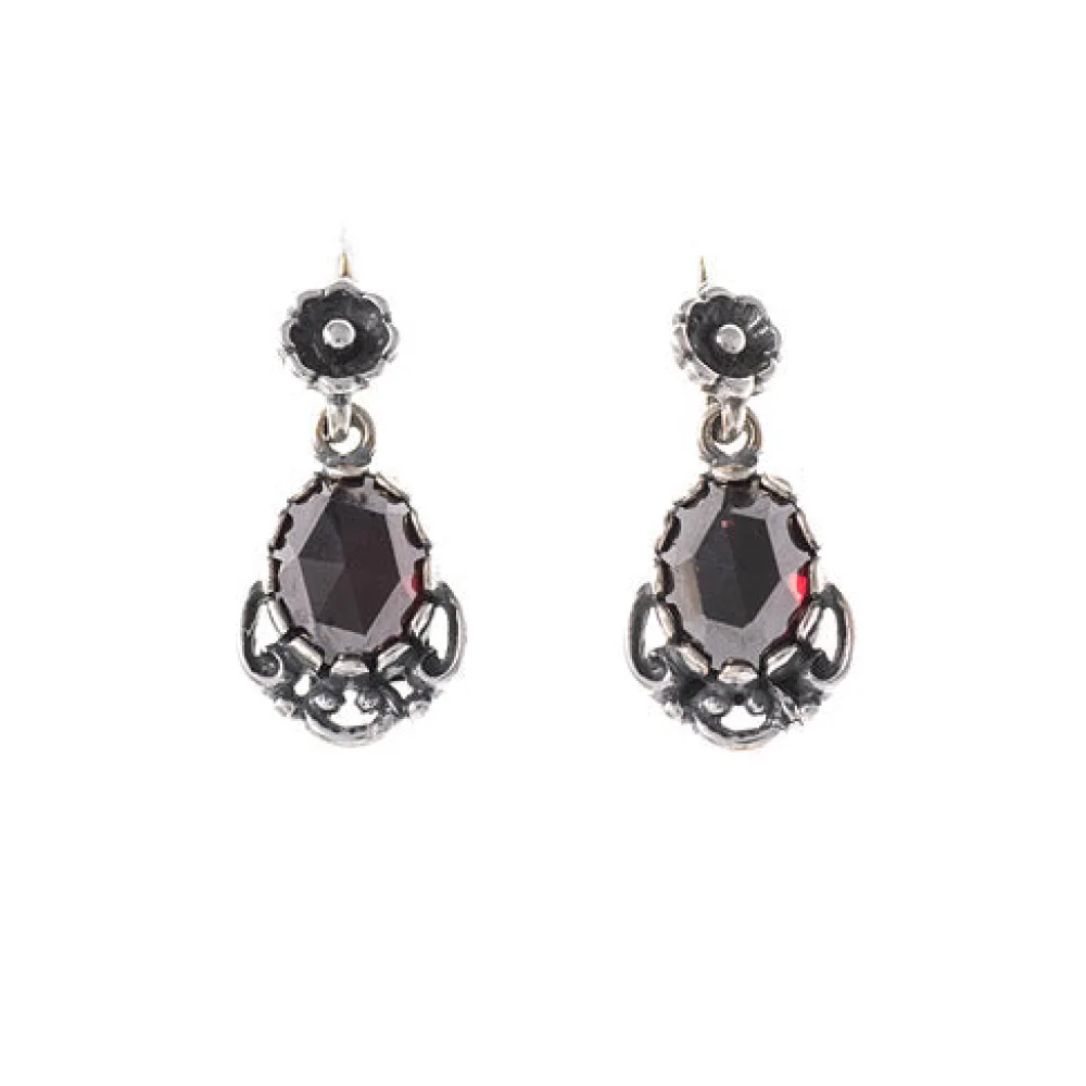 Ohrringe 925 Silber Trachtenschmuck Granat
