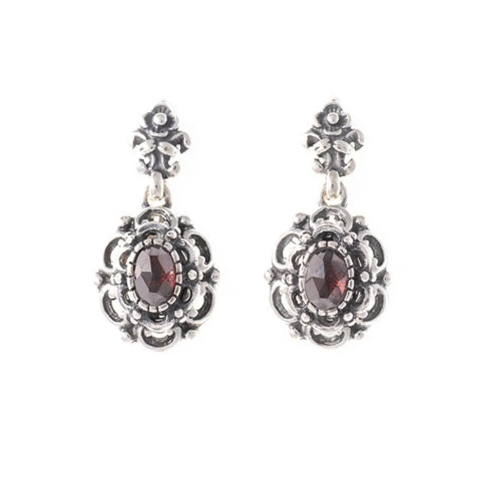Ohrringe 925 Silber Trachtenschmuck Granat