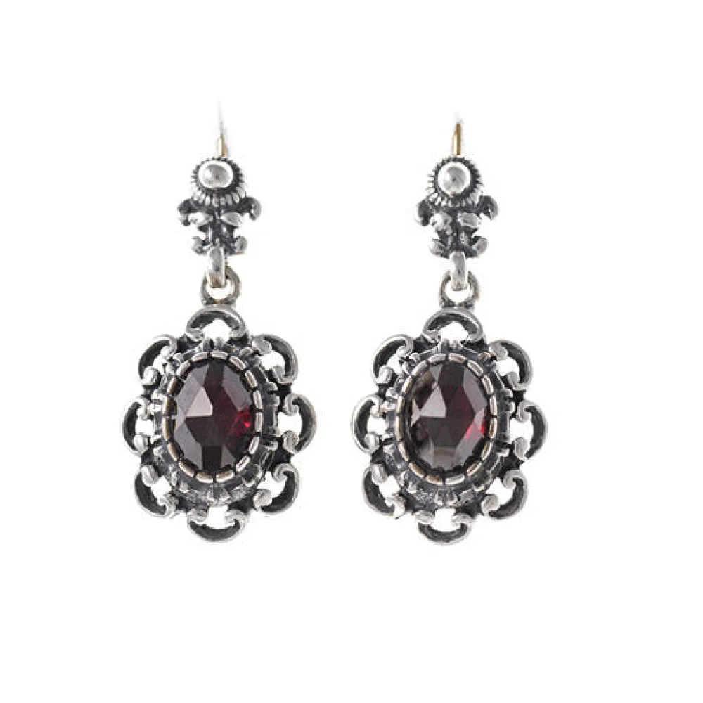 Ohrringe 925 Silber Trachtenschmuck Granat