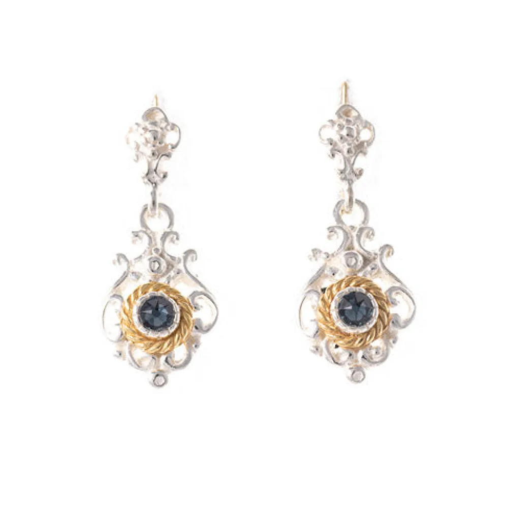 Ohrringe 925 Silber Trachtenschmuck Zirkonia blau