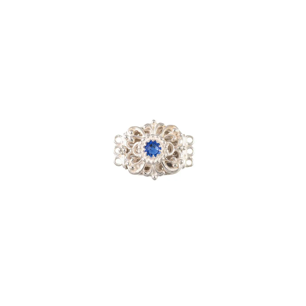 Schließe für Kropfkette 925 Silber Trachtenschmuck blau