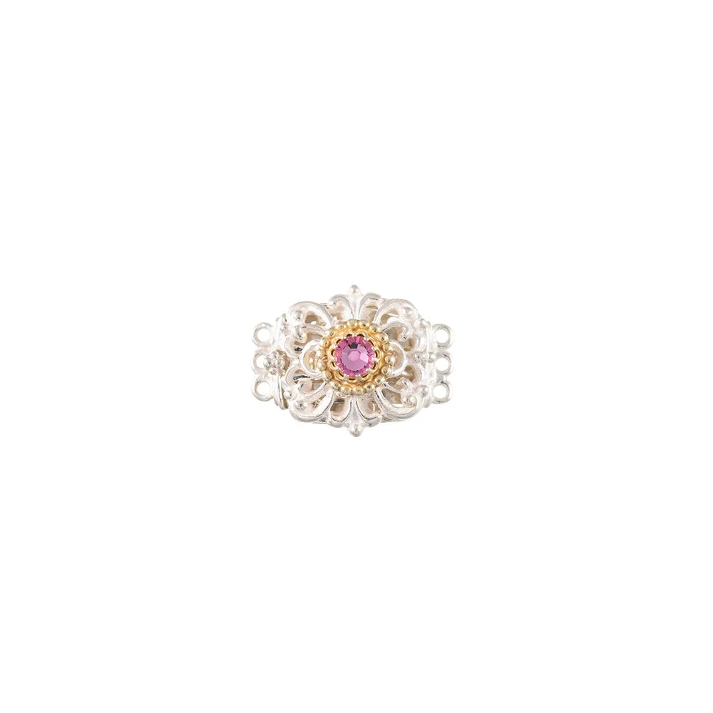 Schließe für Kropfkette 925 Silber Trachtenschmuck rosa