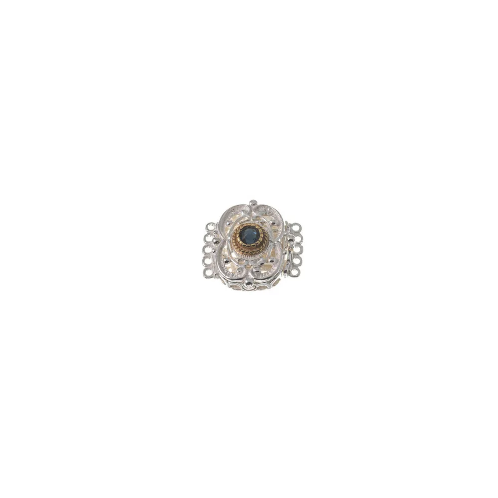 Schließe für Kropfkette 925 Silber Trachtenschmuck Zirkonia blau