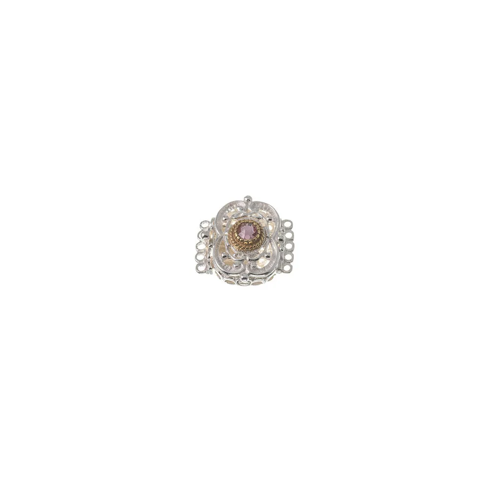 Schließe für Kropfkette 925 Silber Trachtenschmuck Zirkonia rosa