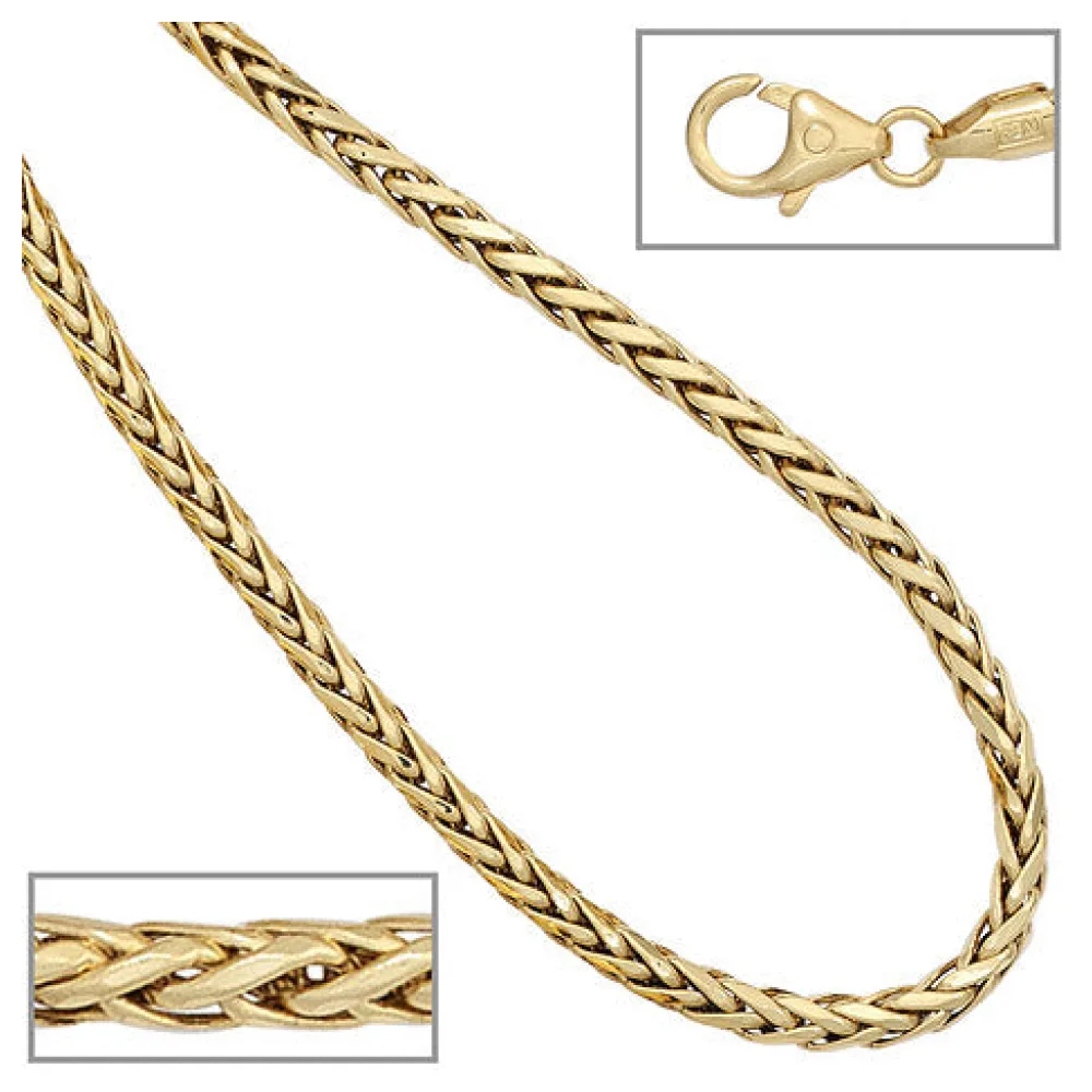 Zopfkette 585 Gelbgold 2 6 mm 45 cm Gold Kette Halskette Goldkette Karabiner