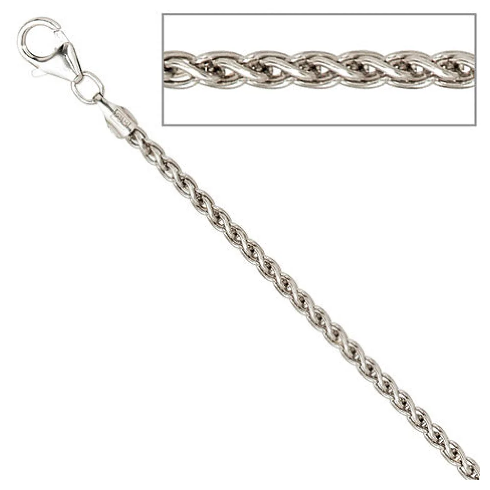 Zopfkette 925 Sterling Silber 2 2 mm 45 cm Halskette Kette Silberkette Karabiner
