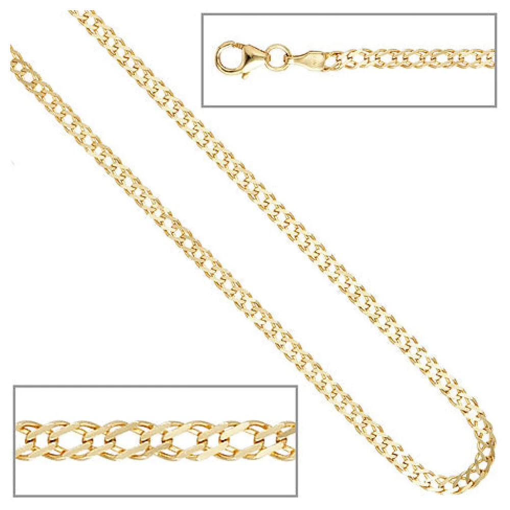 Zwillings-Panzerkette 333 Gelbgold 2 7 mm 45 cm Gold Kette Halskette Goldkette