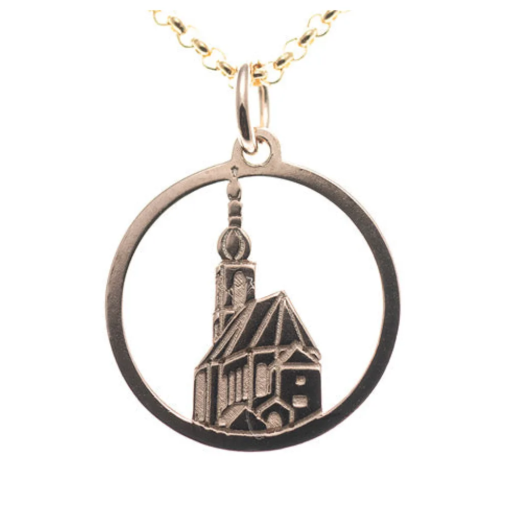 Anhänger Ramsauer Kirche St. Sebastian 925 Silber rosé vergoldet mit Kette 45 cm