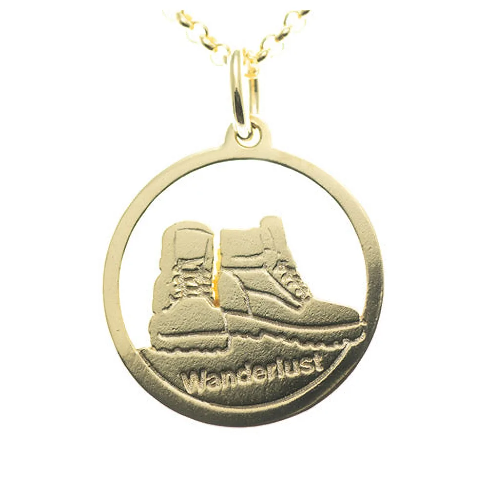 Anhänger Wanderlust 925 Silber vergoldet mit Kette 45 cm