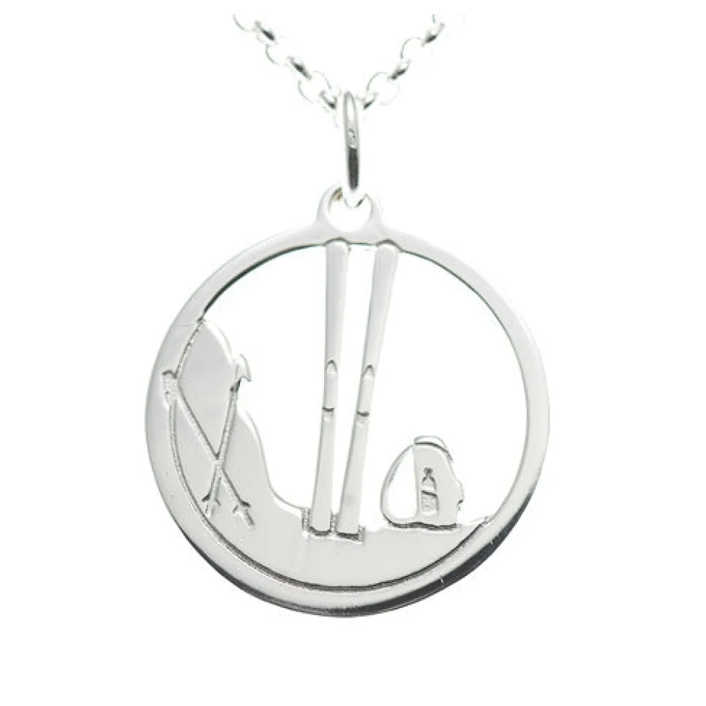 Skitouren-Anhänger 925 Silber mit Kette 45cm