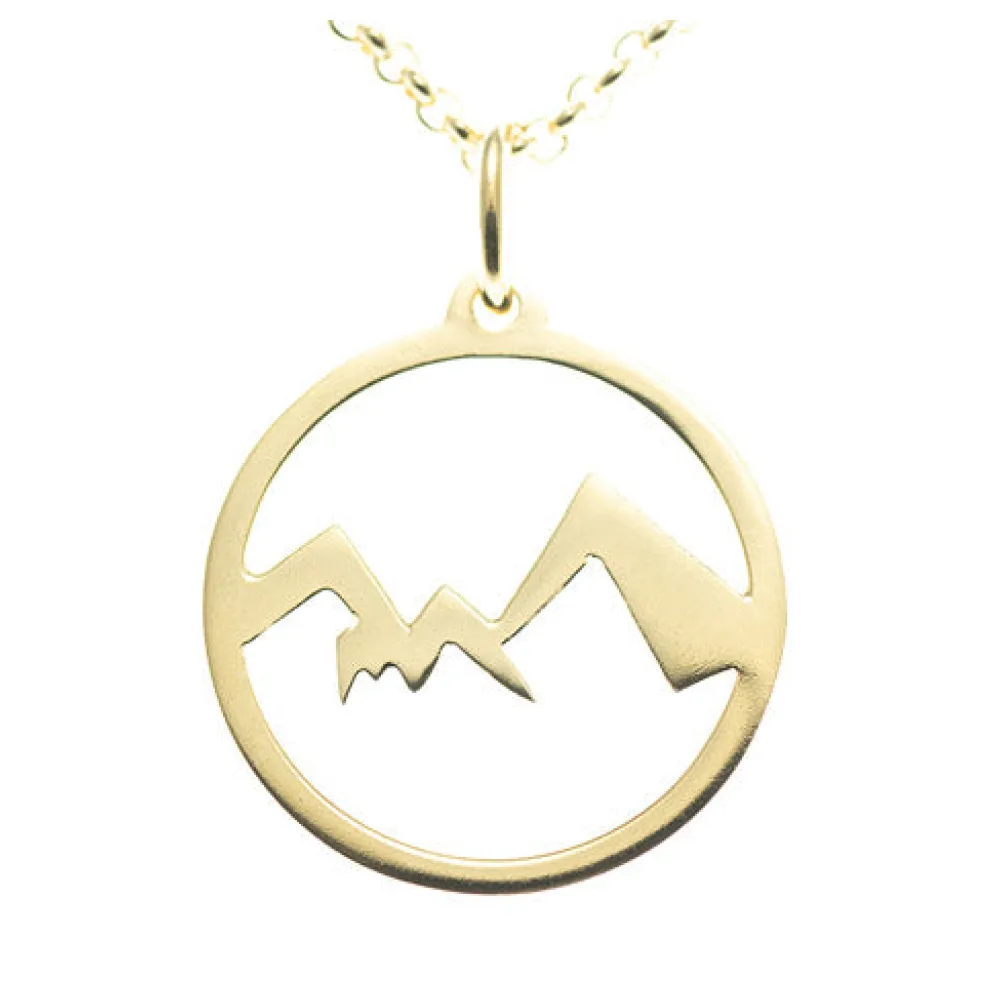 Anhänger Watzmann Berchtesgaden 925 Silber - ohne Schriftzug gelb vergoldet mit Kette 45cm