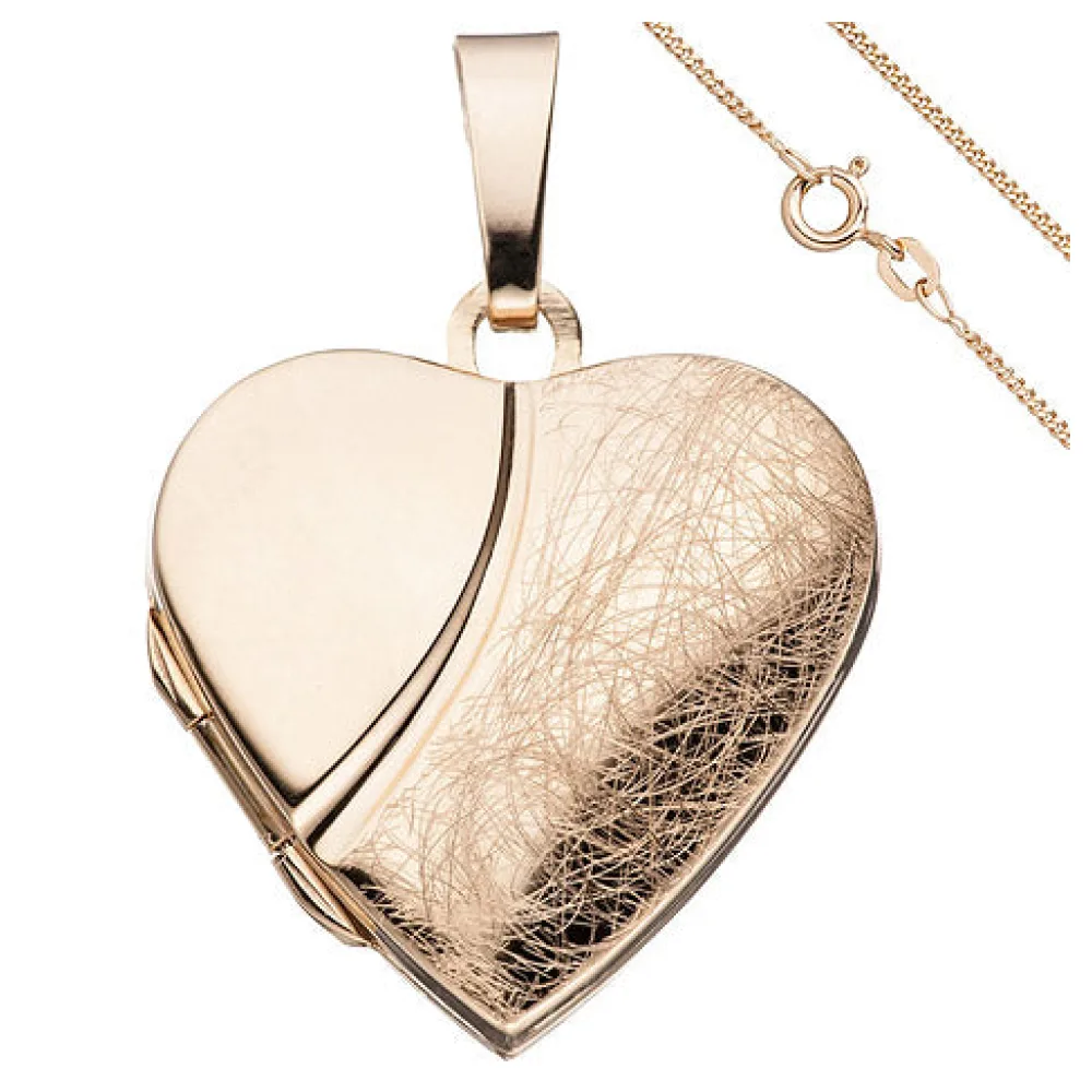 Medaillon Herz Anhänger zum Öffnen 925 Silber rosegold vergoldet mit Kette 45 cm
