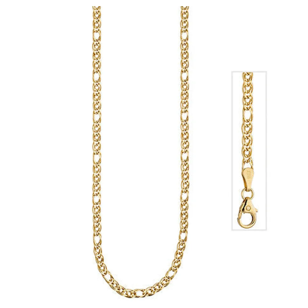 Zwillings-Panzerkette 585 Gelbgold 3 mm 45 cm Gold Kette Halskette Goldkette
