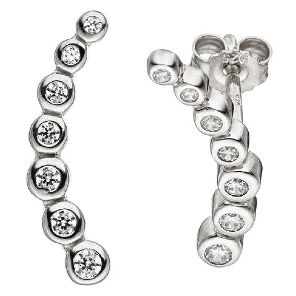 Ohrstecker 925 Sterling Silber 14 Zirkonia Ohrringe Silberohrringe