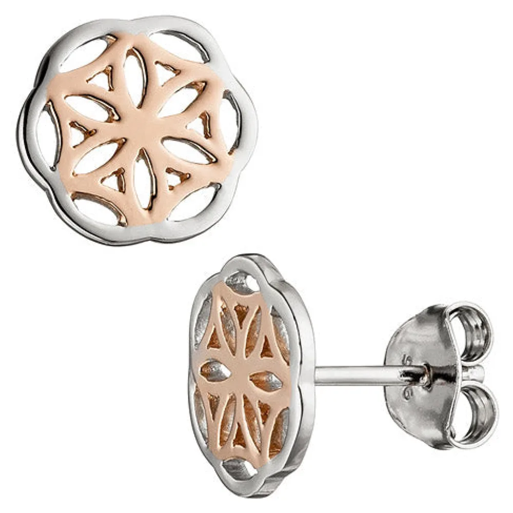 Ohrstecker 925 Sterling Silber bicolor vergoldet Ohrringe