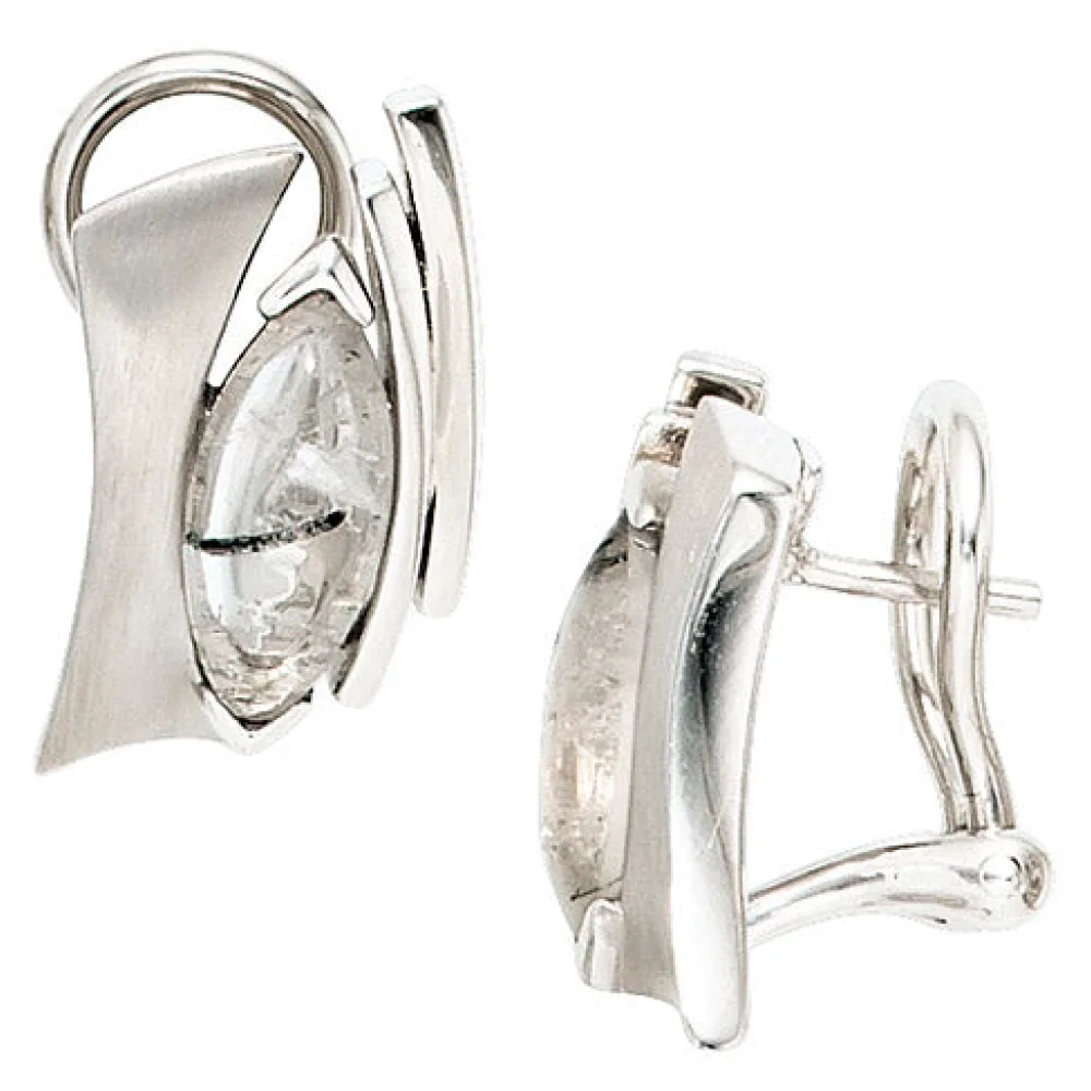 Ohrstecker 925 Sterling Silber rhodiniert mattiert 2 Turmalinquarze Ohrringe