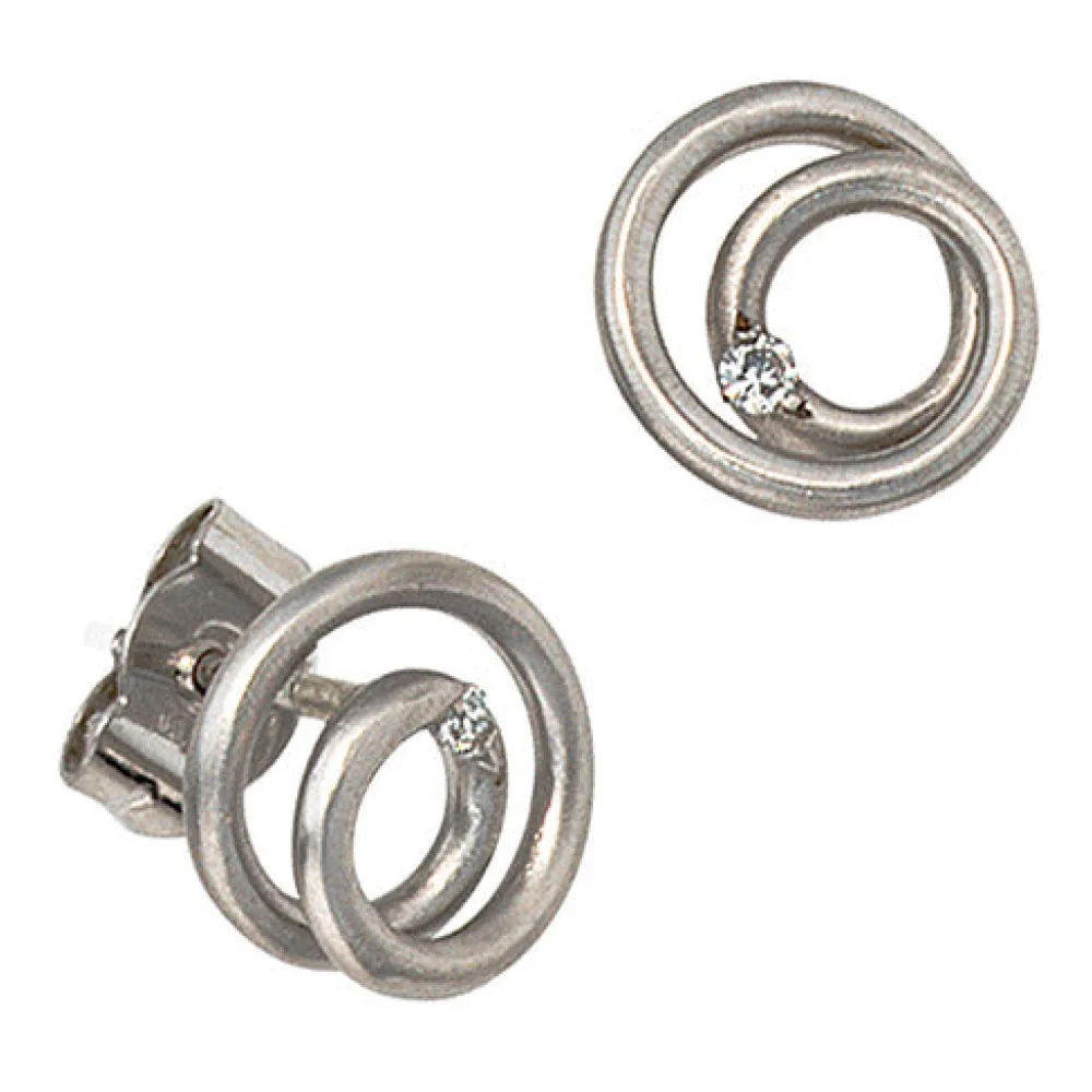 Ohrstecker 950 Platin matt 2 Diamanten Brillanten Ohrringe Platinohrringe