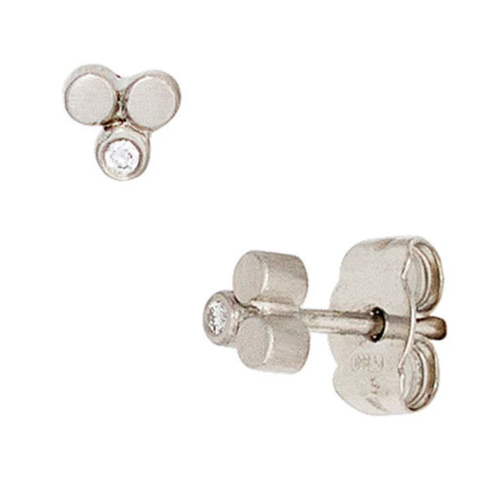 Ohrstecker 950 Platin matt 2 Diamanten Brillanten Ohrringe Platinohrringe