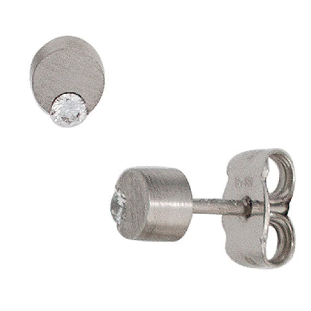 Ohrstecker 950 Platin matt 2 Diamanten Brillanten Ohrringe Platinohrringe
