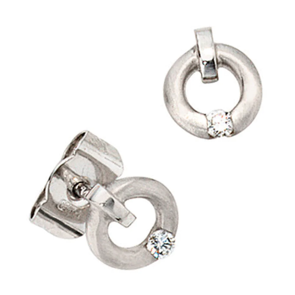 Ohrstecker 950 Platin mattiert 2 Diamanten Brillanten 0 03ct. Ohrringe