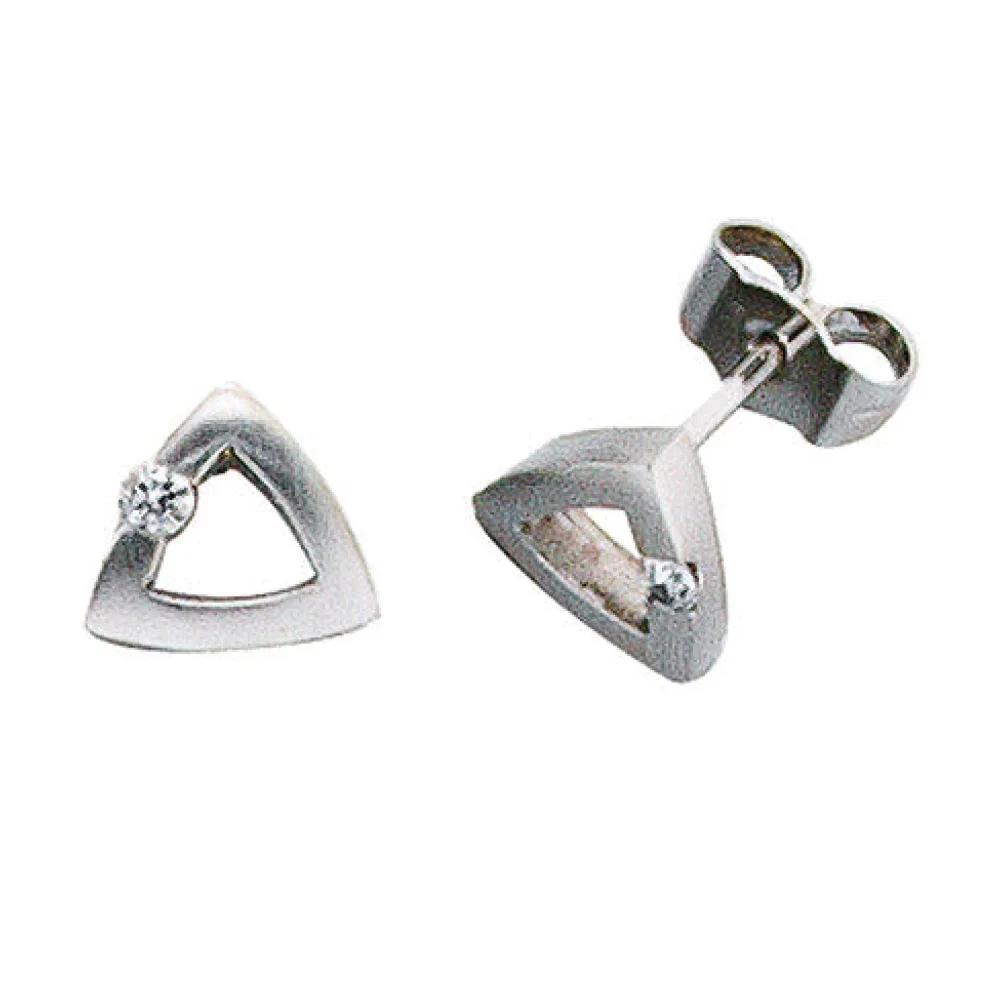 Ohrstecker dreieckig 950 Platin mattiert 2 Diamanten Brillanten Ohrringe