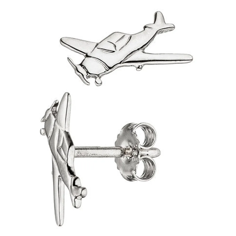Ohrstecker Flugzeug 925 Sterling Silber Ohrringe Silberohrringe