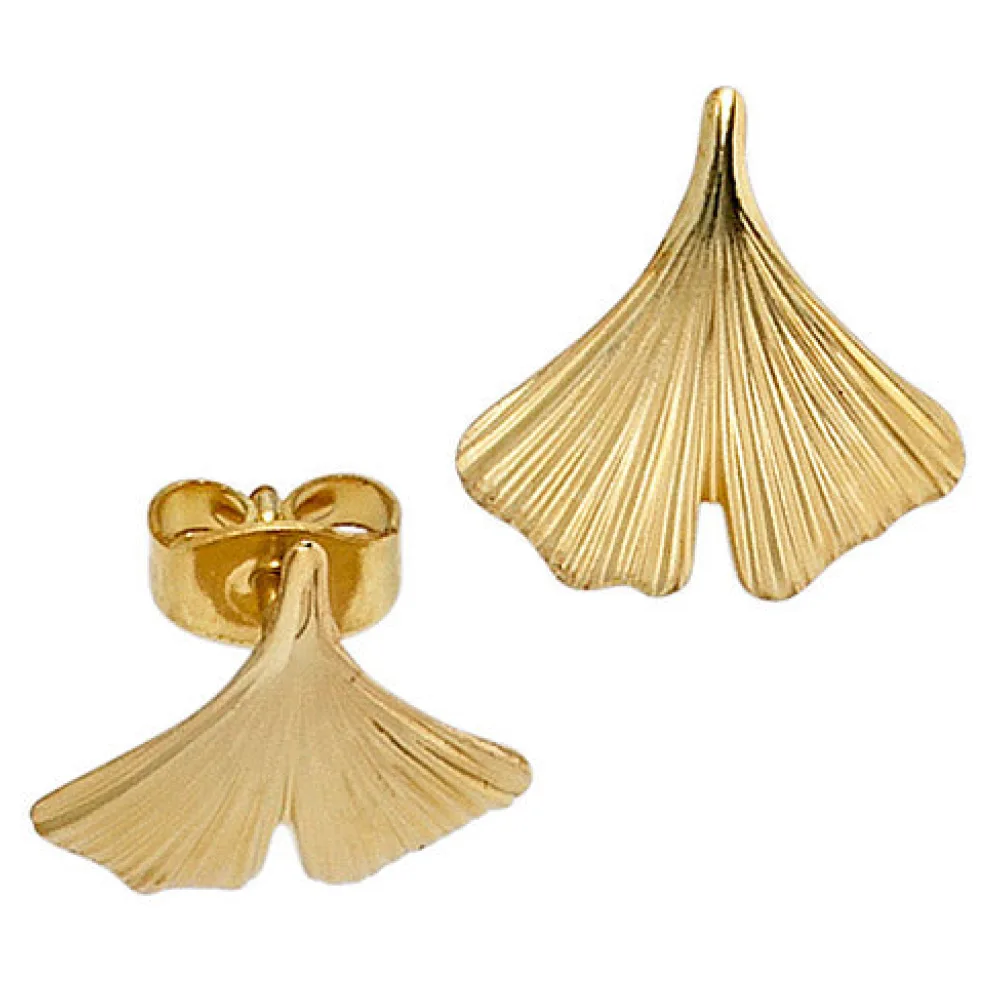 Ohrstecker Ginko Gingko 375 Gold Gelbgold mattiert Ohrringe