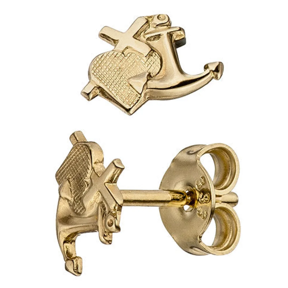 Ohrstecker Glaube Liebe Hoffnung 333 Gold Gelbgold matt Ohrringe Goldohrringe